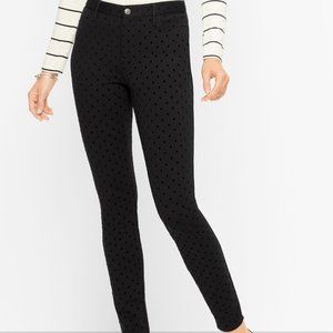 Talbots Soho 5-Pocket Flocked Dot Jeggings - Black , polka dot - Size 16